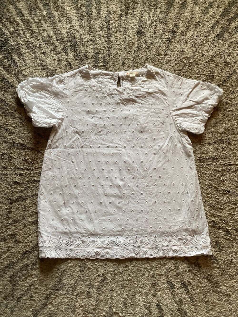 Crewcuts White Eyelet Short Sleeve Top Size 14 (youth)